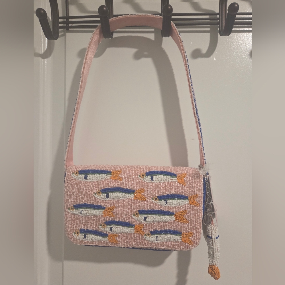 Pink Sardine Beaded Shoulder Bag NwT
